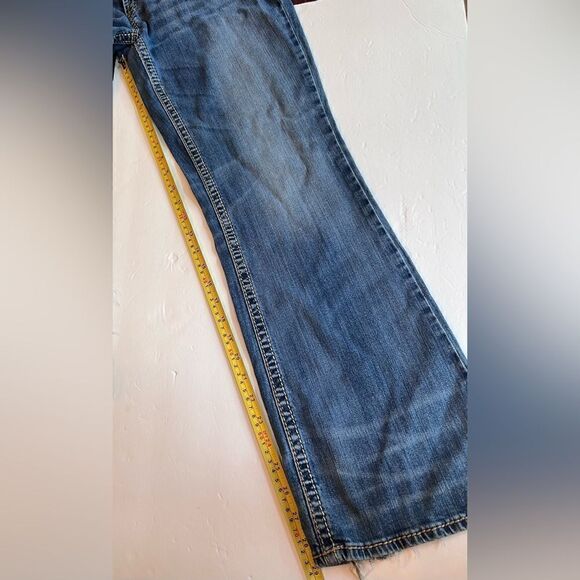 Silver Aiko Mid Boot Jeans Womens Sz 31 X 31 Embroidered Pockets Whiskered - Picture 6 of 12